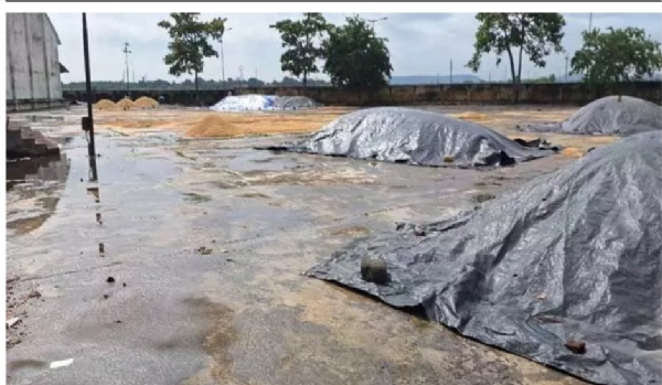 వ్యవసాయ మార్కెట్లోకి చేరిన వరద నీరు.. తడిసి ముద్దయిన ధాన్యం కుప్పలు వ్యవసాయ మార్కెట్లోకి చేరిన వరద నీరు.. తడిసి ముద్దయిన ధాన్యం కుప్పలు