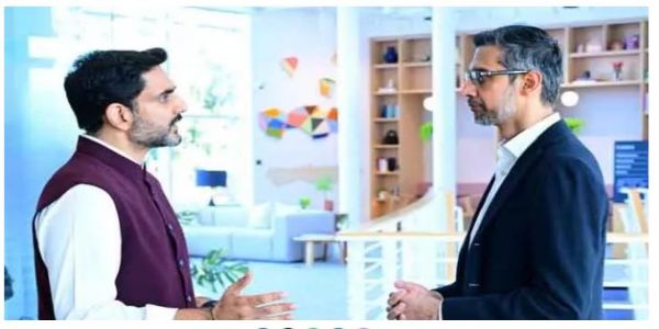 గూగుల్ సీఈఓ సుందర్ పిచాయ్ తో మంత్రి లోకేశ్ భేటీ