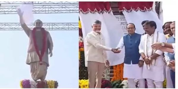 అమరావతిలో అటల్ 14 అడుగుల కాంస్య విగ్రహాన్ని ఆవిష్కరించిన సీఎం చంద్రబాబు, కేంద్ర మంత్రి శివరాజ్
