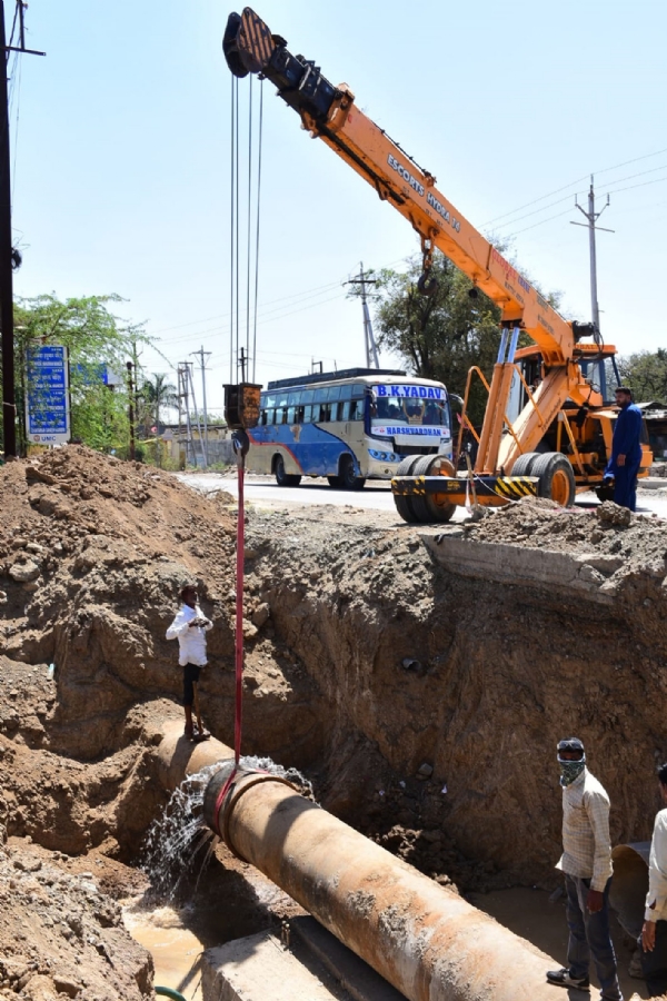 Narmada pipeline connecting to Gambhir river at Gaughat in Ujjain Narmada pipeline connecting to Gambhir river at Gaughat in Ujjain