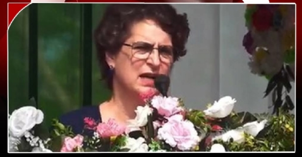 Congress MP Priyanka Gandhi Addressing an Election Rally in Assam on Wednesday.