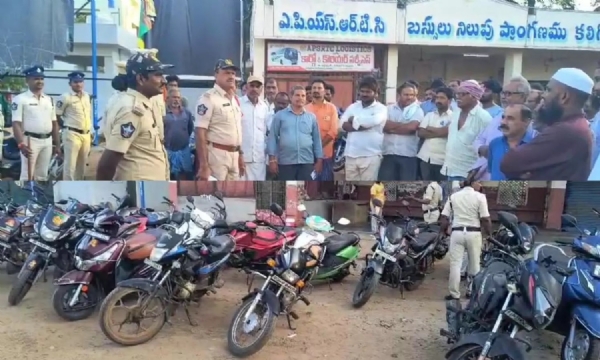 కలిగిరిలో పోలీసుల మెరుపు దాడి.. పత్రాలు లేని 62 వాహనాలు సీజ్!