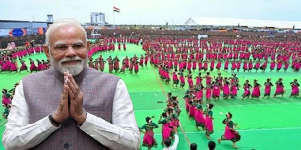 ప్రధాని మోదీకి థింసా నృత్యంతో స్వాగతం..! ఏకంగా 13,500 మందితో..